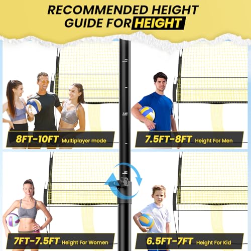 Red & Black Volleyball Training Net System with Adjustable Height for Indoor & Outdoor Practice