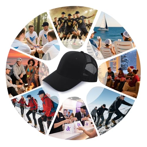 Black 24 Pack Mesh Trucker Hats - Adjustable Baseball Caps for Men and Women
