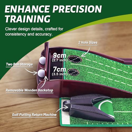 Indoor Golf Putting Green with Automatic Ball Return - Three-Track Version
