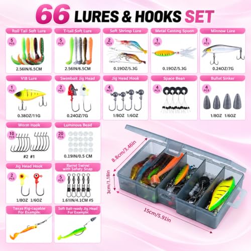 Pink Telescopic Fishing Rod and Reel Combo with Bag - 7FT Saltwater & Freshwater