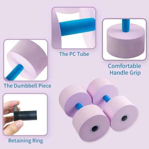 Aqua Dumbbells 2-Pack - EVA Foam Water Aerobic Dumbbells for Pool Strength Training, Non-Slip Floating Fitness Equipment for Men Women (Purple)