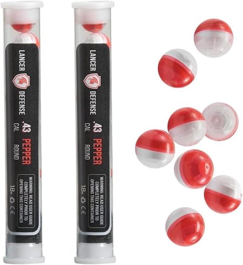 Lancer Tactical Defense Ball 0.43 Cal - Self Defense Pepper Projectiles | Bulk Pack of 8