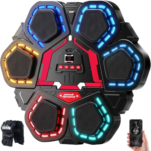 Oppvoci Boxing Punching Machine with Rhythm Lights Black Red - Fitness Trainer
