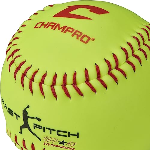 Champro Optic Yellow 12-Inch Recreational Fastpitch Softballs with Durahide Cover - 12 Pack
