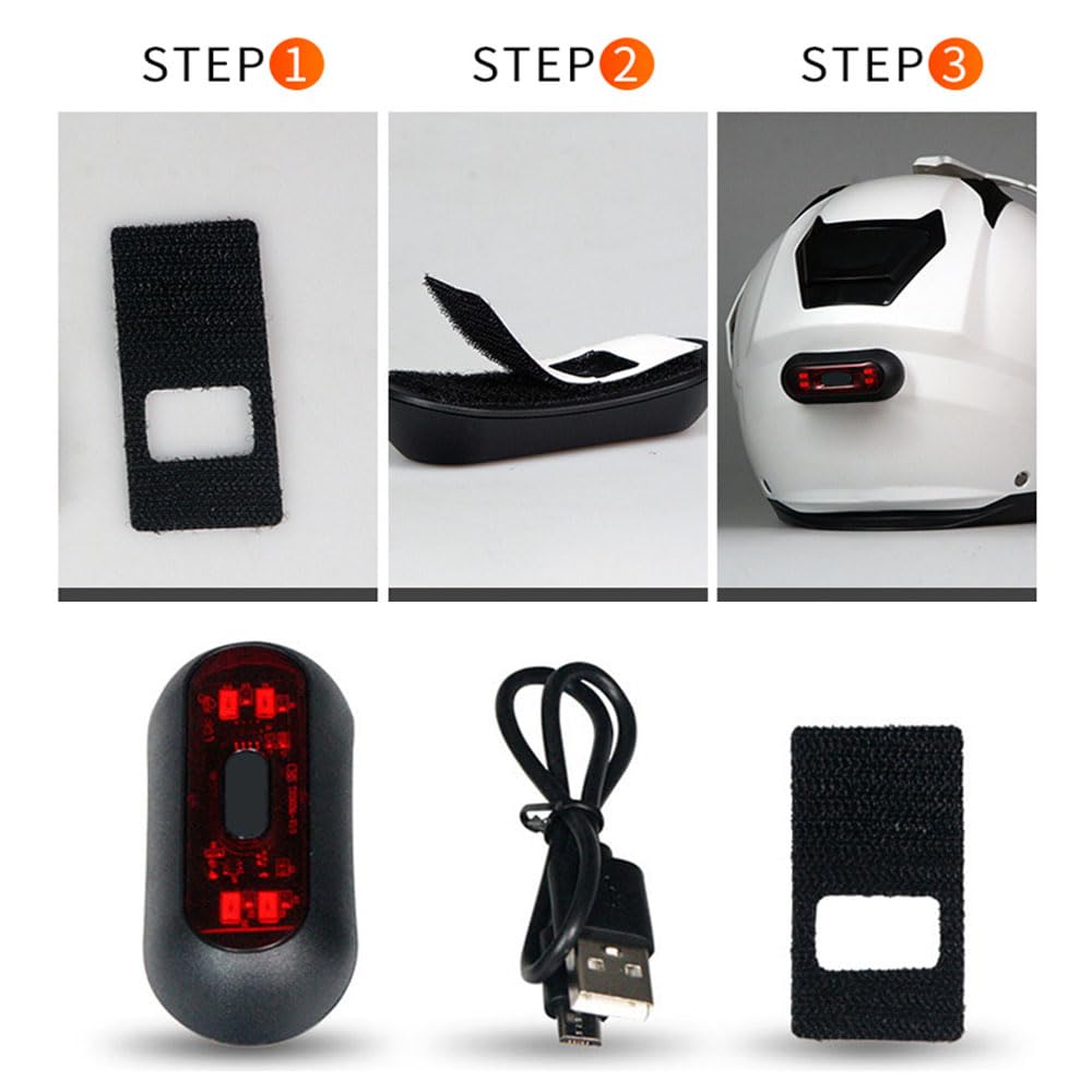 TOTMOX LED Helmet Light,Rechargeable Motorcycle Bicycle Front and Rear Headlight,Safty Warning Night Lamp for Cycling Bag Bike