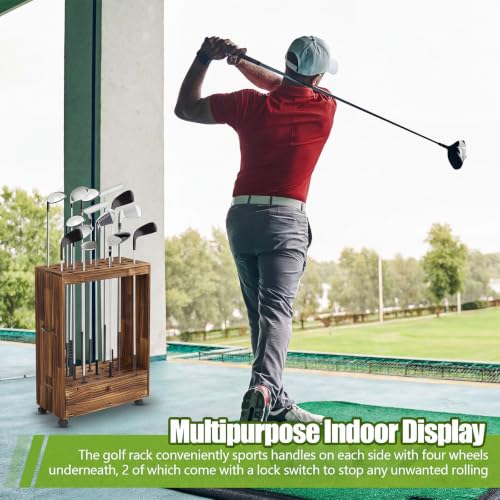 Golf Club Storage Rack for Garage - Brown, 27 Hole Capacity