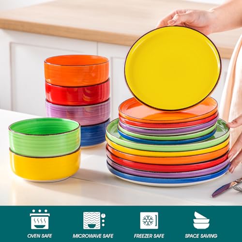 Vancasso Bonita Multicolor 18-Piece Dinnerware Set for 6 - Stoneware Plates & Bowls, Dishwasher & Microwave Safe