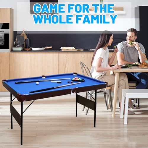 Seydrey 54 Inch Folding Pool Table - Portable Billiard Game Table for Home & Office