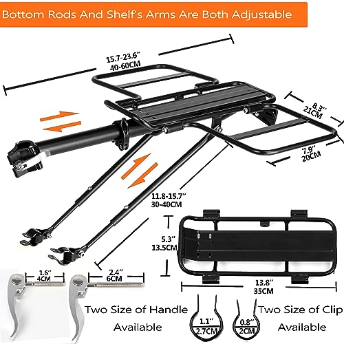 YONTUO Foldable Wide Wings Bike Cargo Rack - Universal Adjustable Bicycle Rear Rack for 24-29 Inch Bikes, Large Capacity, Quick Release