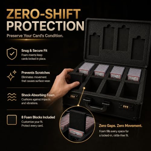 Everion 4-Row Card Storage Box with Lock for PSA, BGS, SGC Slabs - Holds 640+ Toploaders, Foam Inserts