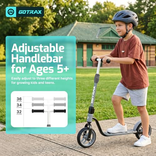 Kids Kick Scooter with 8-Inch Wheels - Gotrax KS8 Matte Black, Adjustable Handlebar, Safe & Lightweight for Ages 5+