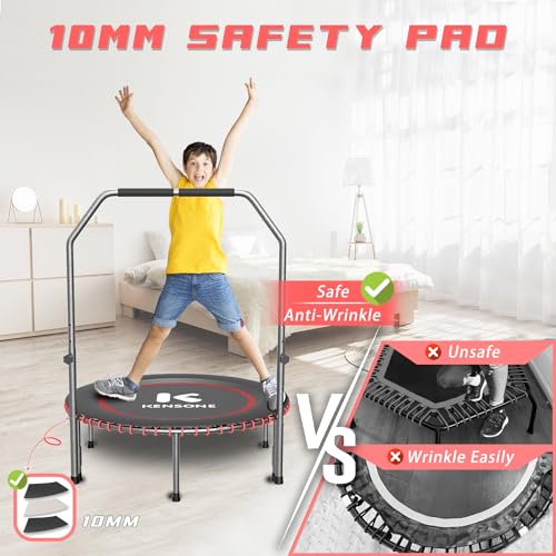 K KENSONE 40/48 Inch Foldable Bungee Rebounder Trampoline for Adults with Adjustable Handlebar