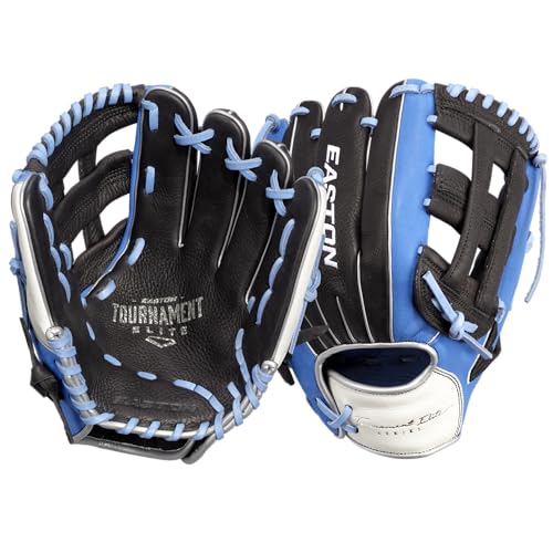 Easton Youth Baseball Glove 11.5" Right Hand Throw Infield Black & Columbia Blue - Tournament Elite
