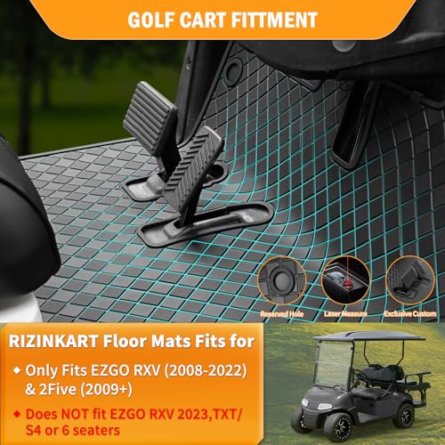 Golf Cart Floor Mat for EZGO RXV & 2Five Black Trim - Durable Rubber Cover