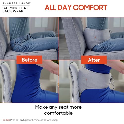 Calming Heat Back Wrap Without Power Pack - Cordless Heating Pad with 3 Heat & Vibration Modes - Adjustable Fit, Portable