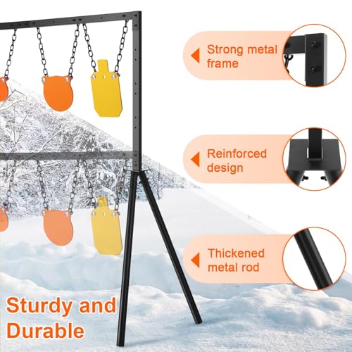 GADFISH Steel Target Stand System - Complete Outdoor Shooting Kit with 3/8 Inch AR500 Targets & Adjustable Height