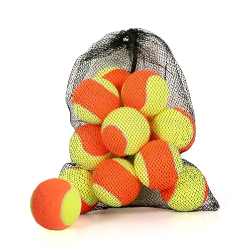 Kids Tennis Balls - Orange 12 Pack Low-Compression Training Balls for Beginners