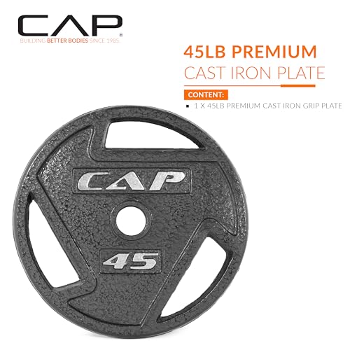 Elite 45 lb Olympic Cast Iron & Rubber Coated Weight Plate - Single