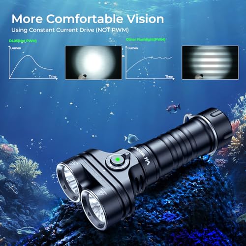 6000LM Underwater Dive Light - Waterproof Flashlight for Scuba & Night Diving