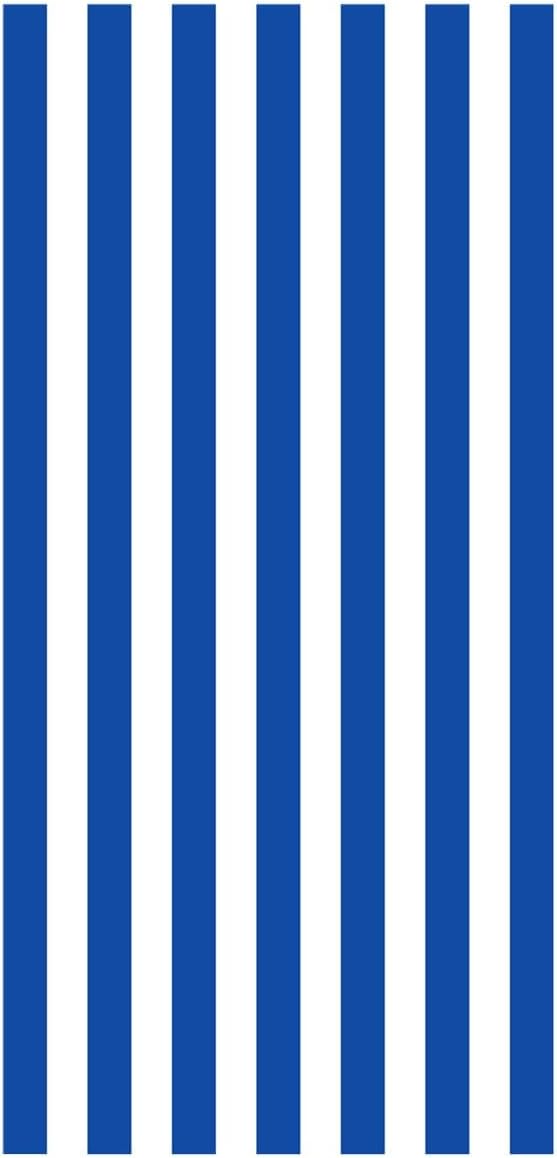 Skiennix Oversized Cotton Beach Towel - Quick-Dry, Absorbent, Lightweight | Striped Blue 32'' x 63''