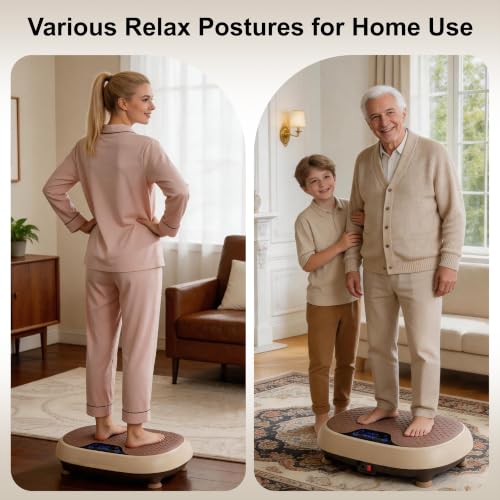 LEERCON Beige Vibration Plate Exercise Machine for Lymphatic Drainage, 330lbs Capacity