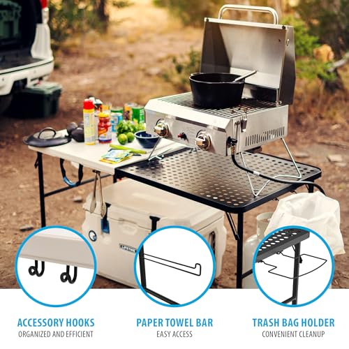 LIFETIME 5-Foot Folding Tailgate Table with Grill Rack - Portable Camping Station