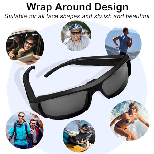HD 1080P Camera Sunglasses - Wearable Action Video Glasses with 16GB SD Card