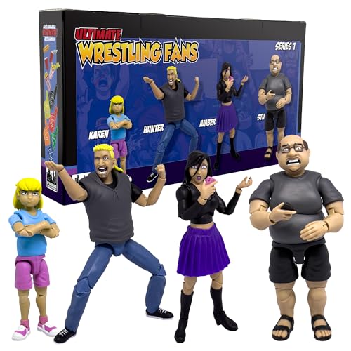 Wrestling Crowd Fan Figures Set - Series 1 with 4 Collectible Characters
