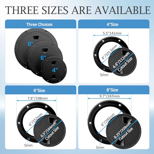 6 Inch Round Inspection Deck Plate Hatch with Detachable Cover - Black