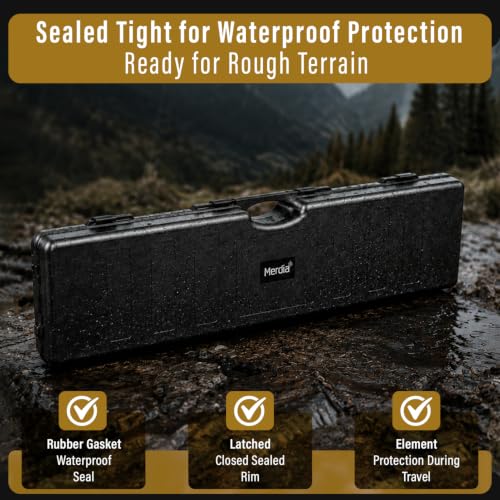 53.9-Inch Locking Rifle Storage Case with Foam & Waterproof Seal - Black