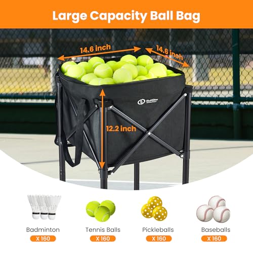 ShelfElites Plus Portable Tennis Ball Hopper with Handle - Ball Collector & Storage for Court & Practice