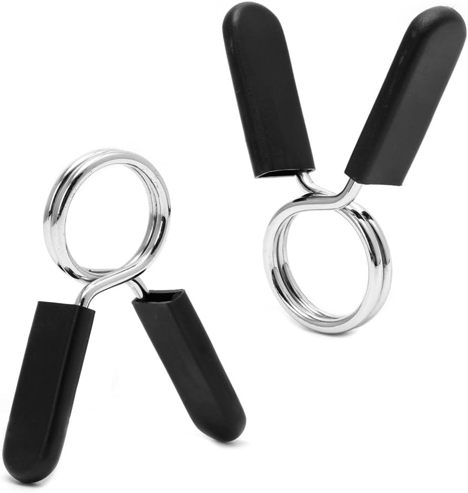 Tegongse Barbell Clamps - 2 Pcs Spring Lock Collar Clips for 30mm Weight Lifting Bars