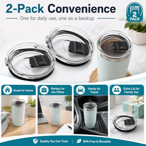 20 oz Magnetic Slider Replacement Lid for YETI Tumbler Spill-Resistant 3 Pack