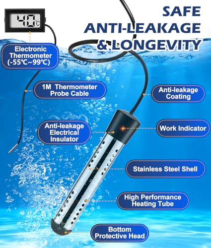 WADEO Portable Camping Shower with Heater, LED Display, 5 Gal Foldable Bucket, 4 Spray Modes