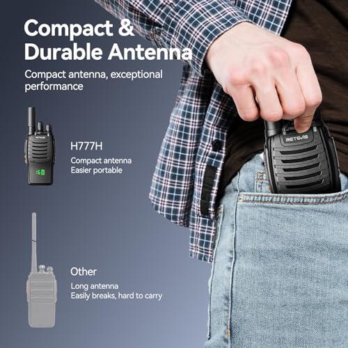 Retevis H777H 2-Way Radios with Screen & 10-Way Charger - Emergency Earpiece Set