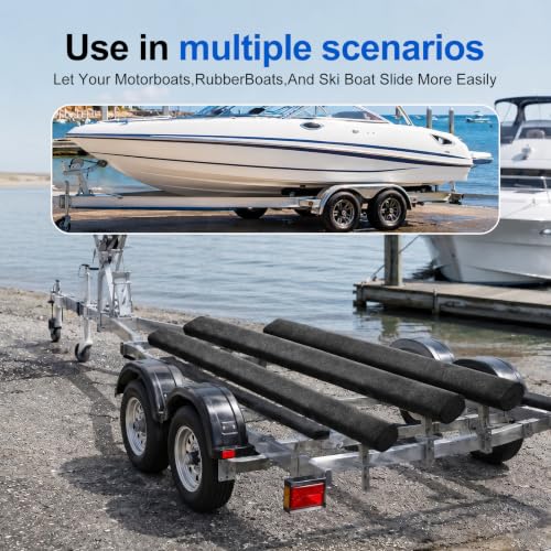 Black 16in x 50ft Boat Trailer Bunk Carpet - Marine Grade Padding