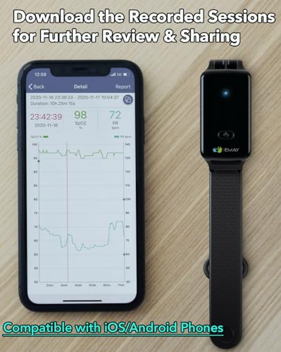 EMAY Wrist Pulse Oximeter with Continuous SpO2 & Heart Rate Recording