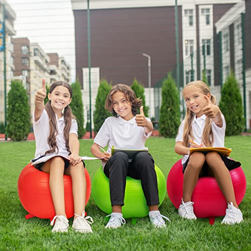 Kids Ball Chairs with Feet - 20 Inch Classroom Flexible Seating Set - Rose Red, Green, Orange, Blue