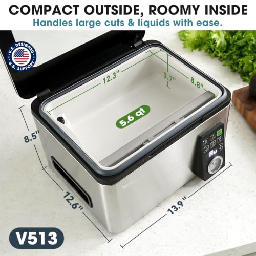 Vesta Precision 12-Inch Chamber Vacuum Sealer, 5.6 Qt Compact Automatic Food Sealer