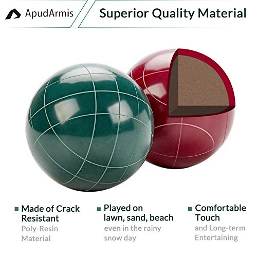 ApudArmis 100mm Regulation Size Bocce Ball Set Outdoor Lawn Game for Beach Yard