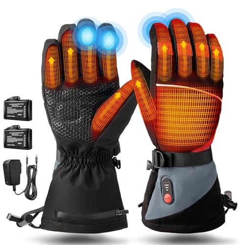 NEKOPA Rechargeable Heated Winter Gloves for Men Women Black Large