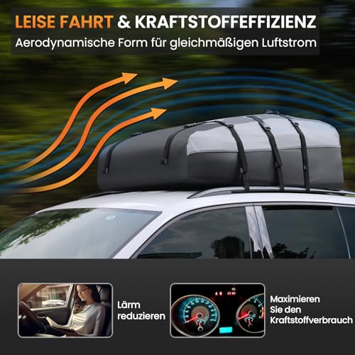 Sailnovo Classic Gray-Black Car Roof Bag 20Cu Ft Universal Fit for Most Vehicles