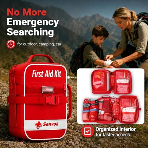 Large Car and Outdoor First Aid Kit - Color-Coded & Labeled, Emergency Supplies