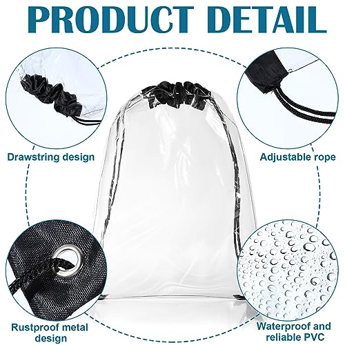 100 Pack Clear Drawstring Backpacks Bulk Stadium Approved Bags for Sports & Events - Black
