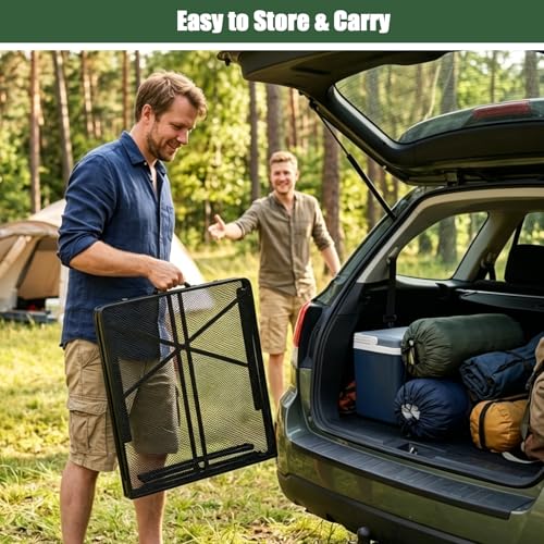 4Ft Large Metal Folding Camping Table - Adjustable, Lightweight Outdoor Grill & Picnic Table (UNIFER)