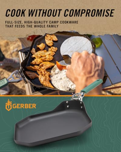 Gerber ComplEAT Camping Griddle - Portable Nonstick Square Cookware with Detachable Handle