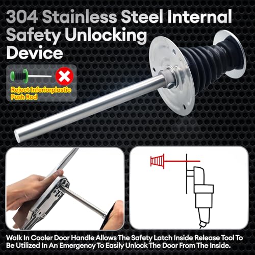 High Base Walk-In Cooler Latch Handle Kit with 304 Stainless Steel & Emergency Release - Darella