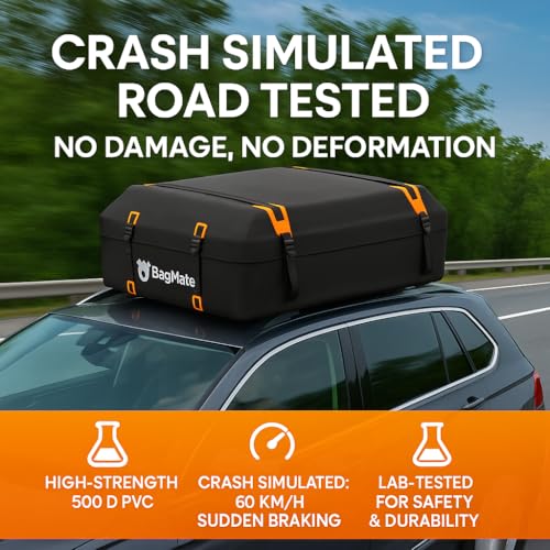 Car Roof Bag 19 Cubic Ft Waterproof Cargo Carrier with Anti-Slip Mat & Hooks - Variation 540 L