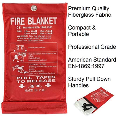 Leberna XXL Fire Blanket 79x79 Inches 2 Pack – Emergency Fire Safety & Suppression Blanket for Home & Kitchen