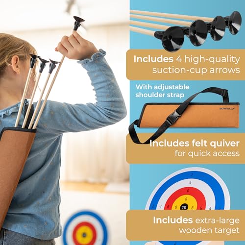 Kids Bow and Arrow Set with Suction Cup Arrows and Target - Safe Indoor & Outdoor Archery for Ages 4-12